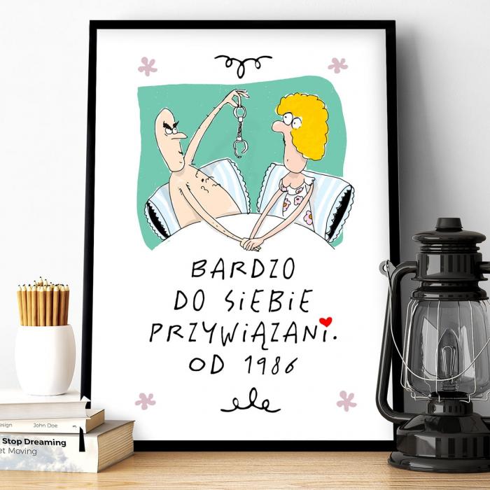 Plakat personalizowany 31x41 cm PRZYWIĄZANI prezent na rocznicę ślubu