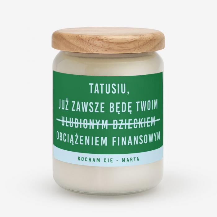 Świeca dla taty OBCIĄŻENIE FINANSOWE śmieszny prezent na Dzień Ojca
