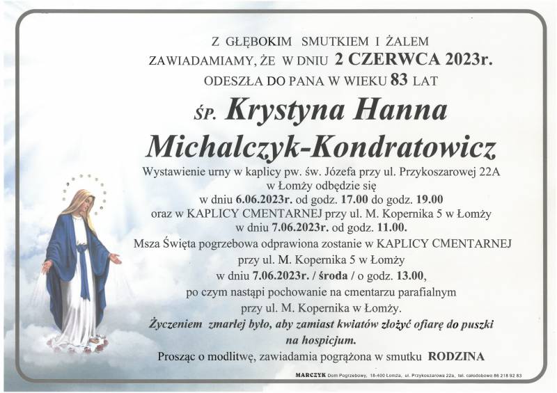 Krystyna Hanna  Michalczyk-Kondratowicz