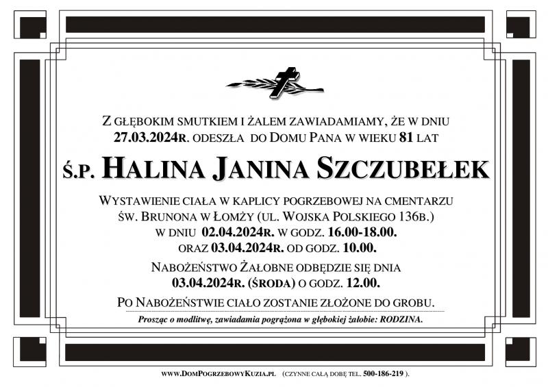 Halina Janina Szczubełek